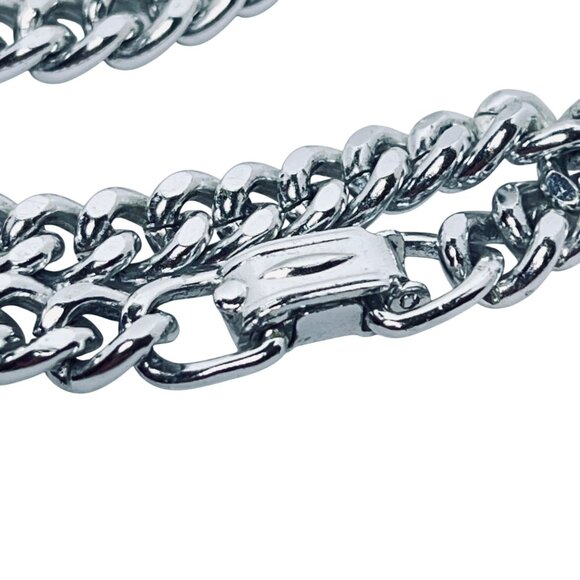 Western Germany Single Strand Chunky Silver Tone Curb Chain Necklace (5814) - Picture 7 of 9